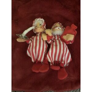 1982 ANNALEE 7" CHRISTMAS MR &‎ MRS "TUCKERED" SANTA - PERFECT CONDITION Candal